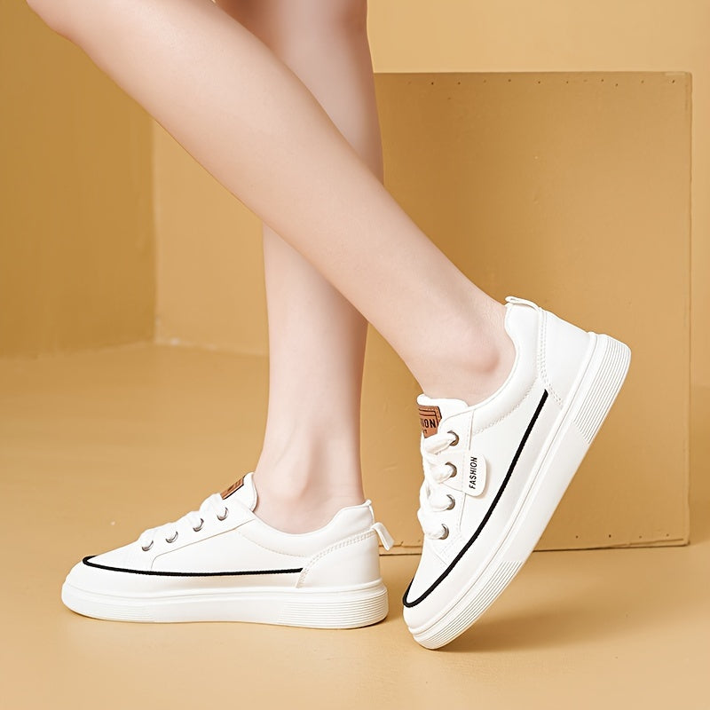 Women Breathable White Skate Sneakers Lightweight Casual Shoes For Fitness