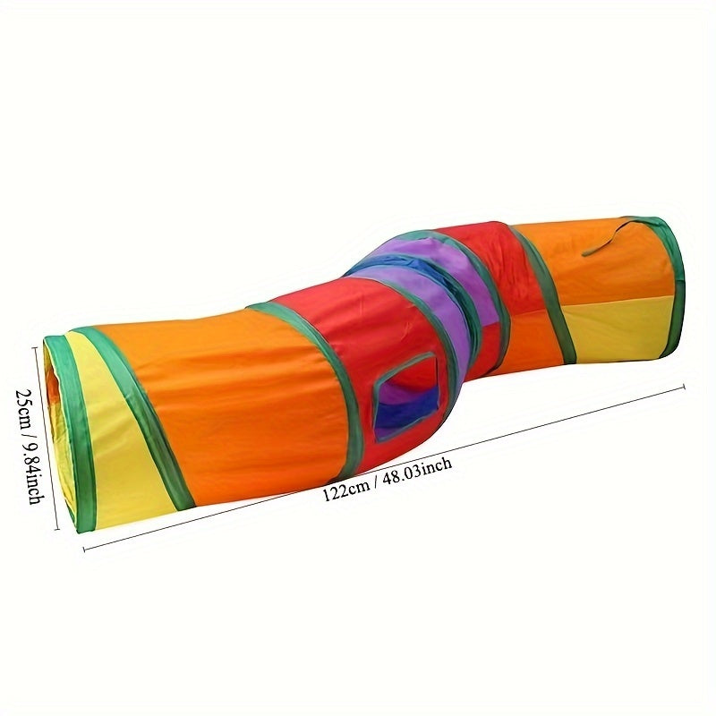 Foldable Pet Tunnel for Cats and Dogs, Polyester, Interactive Play and Training