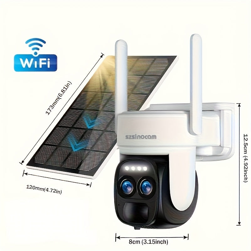 1296P HD Outdoor Security Camera with Solar Panel PTZ Night Vision Two-Way Audio Motion Detection