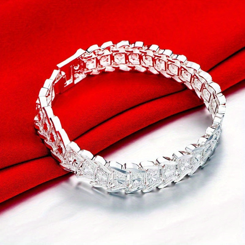 Sterling Silver Coin Wide Bracelet 12mm Stylish Jewelry for Daily Wear