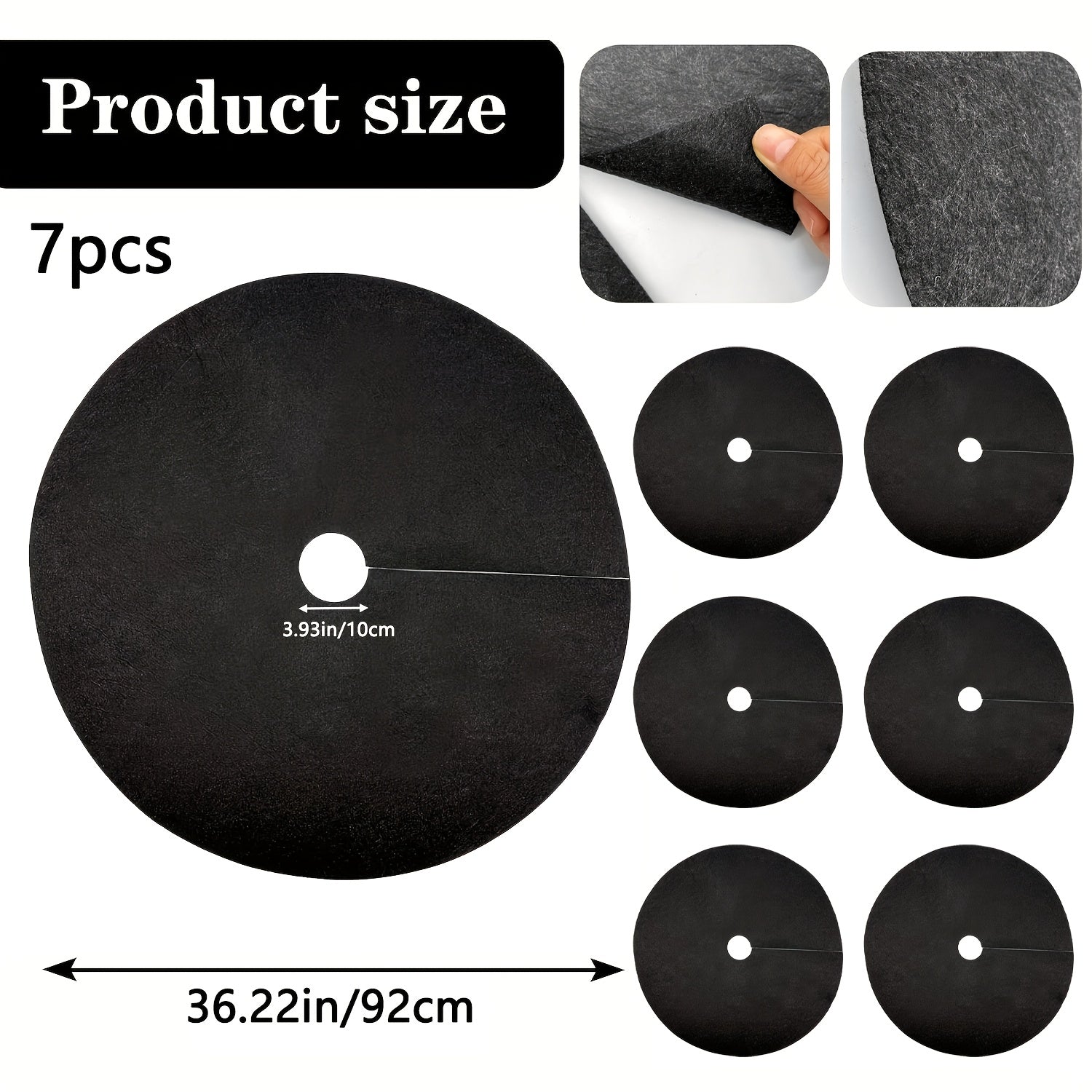 Non-Woven Tree Mulch Rings 16.5 Inch Black Weed Barrier Protect Trees Set of 7