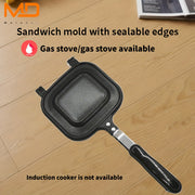 MOREDOR Non-Stick Ikki tomonlama sendvich tayyorlash qurilmasi, yopishqoq bo'lmagan, qopqog'i bilan - Qattiq nonushta, burgerlar, paninilar uchun uyda yoki tashqarida, ikki tomonlama pishirish qolip, grill uchun mos