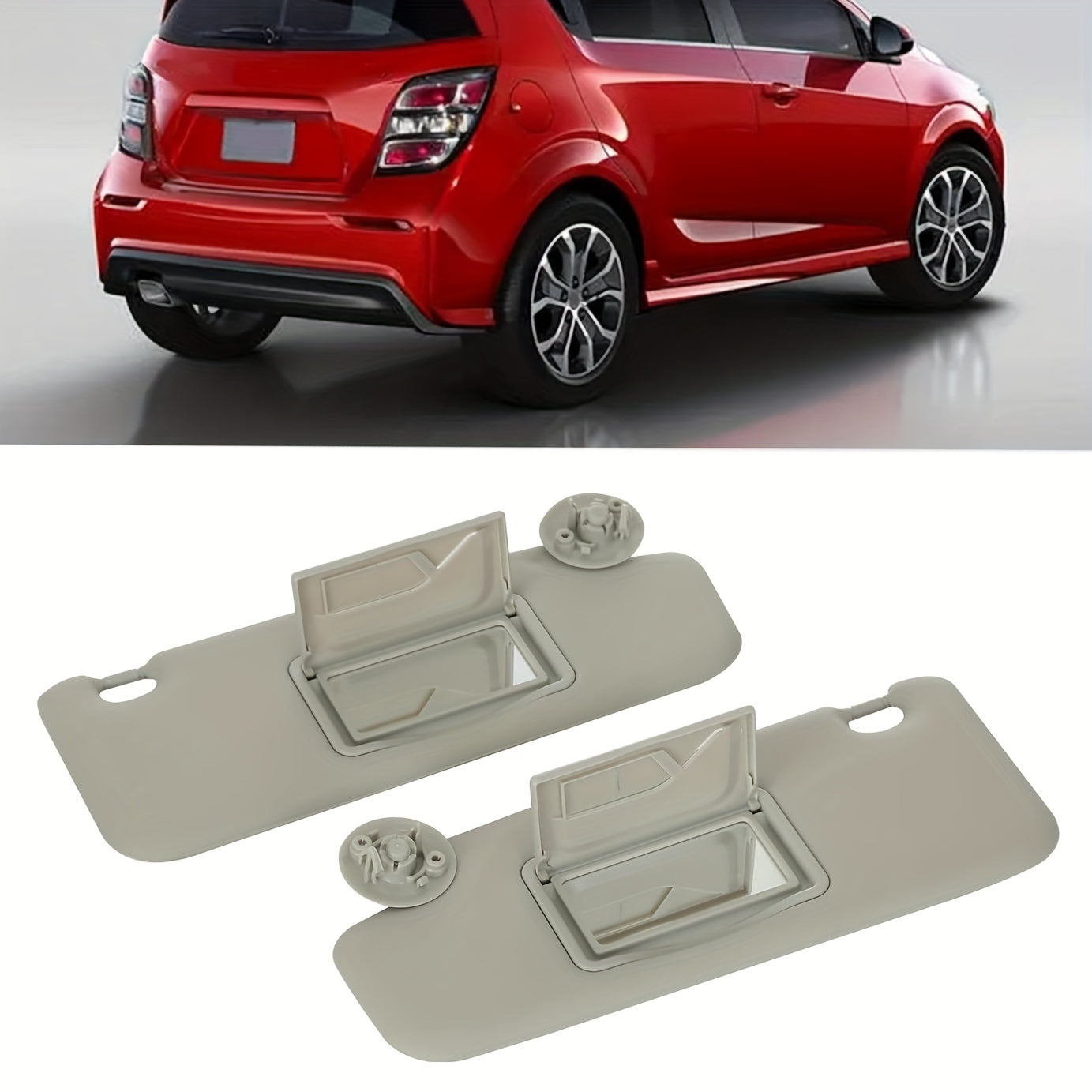 Left and Right Car Sun Visors Gray Durable ABS for Chevy Sonic Spark