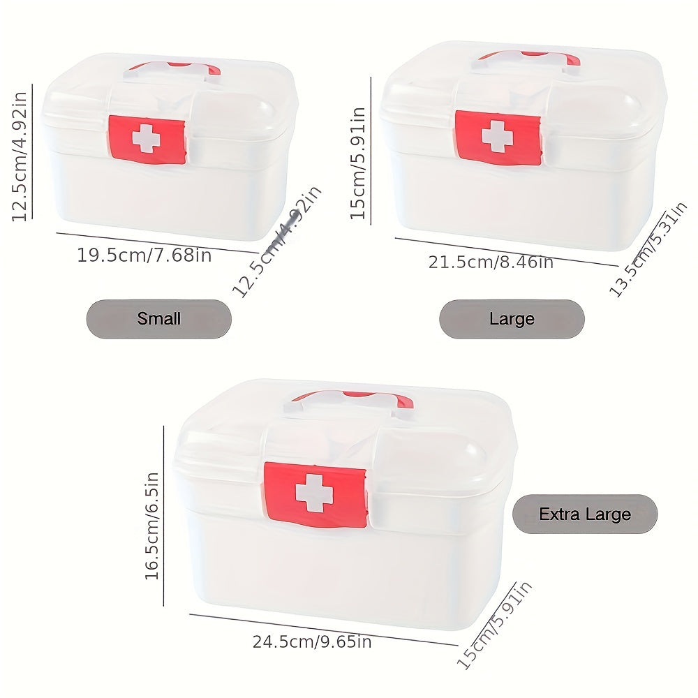 Large Capacity Handheld Plastic Medical Emergency Kit with Multiple Compartments for Home and Outdoor Use