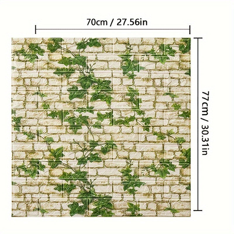 10pcs Self-Adhesive PVC 3D Brick Wall Stickers for Home Decor Bedroom Bathroom