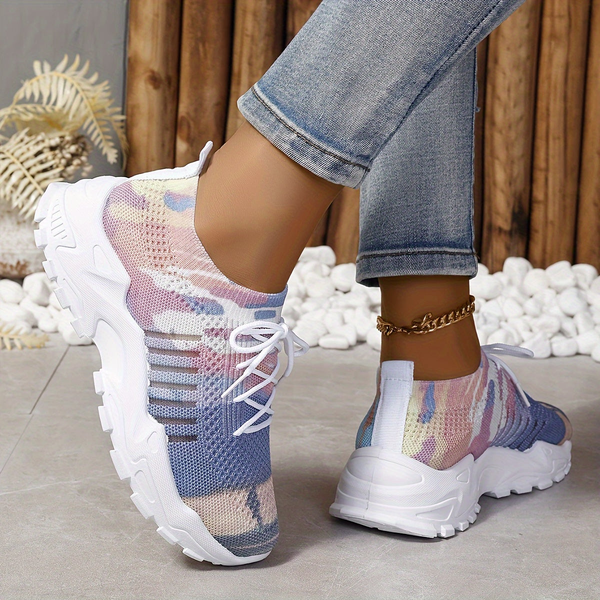 Zapatillas ligeras de malla para mujer, rosa pastel, azul, blanco, para correr y uso casual