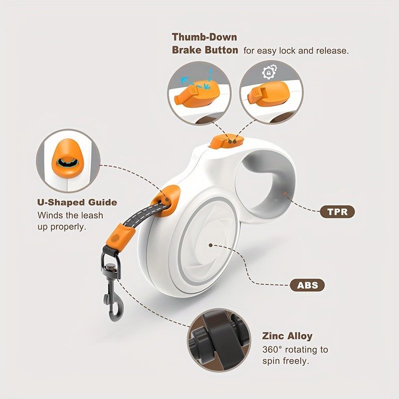 KEYPAI Og'ir yuk ko'taruvchi qaytariladigan it bog'ichi (16ft) o'rtacha va katta itlar uchun 49.9KG gacha. Tez qulflash tormoz tizimi, 360° o'ralmas, sirpanmas tutqich, geometrik shakldagi mustahkam ABS material.