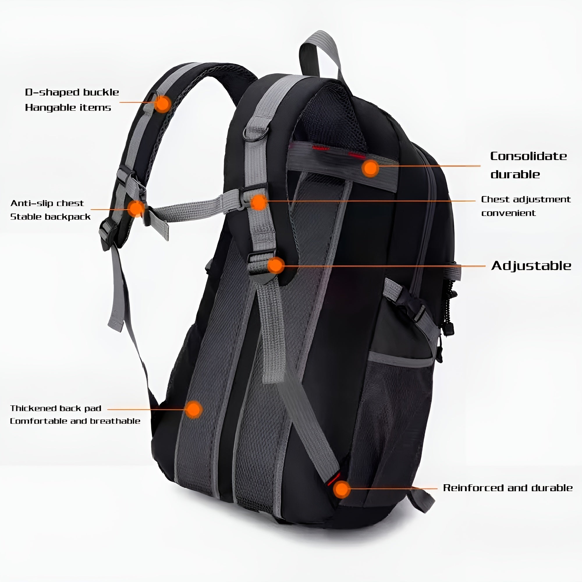 Water-Resistant Polyester Daypack for Hiking Travel and Fitness