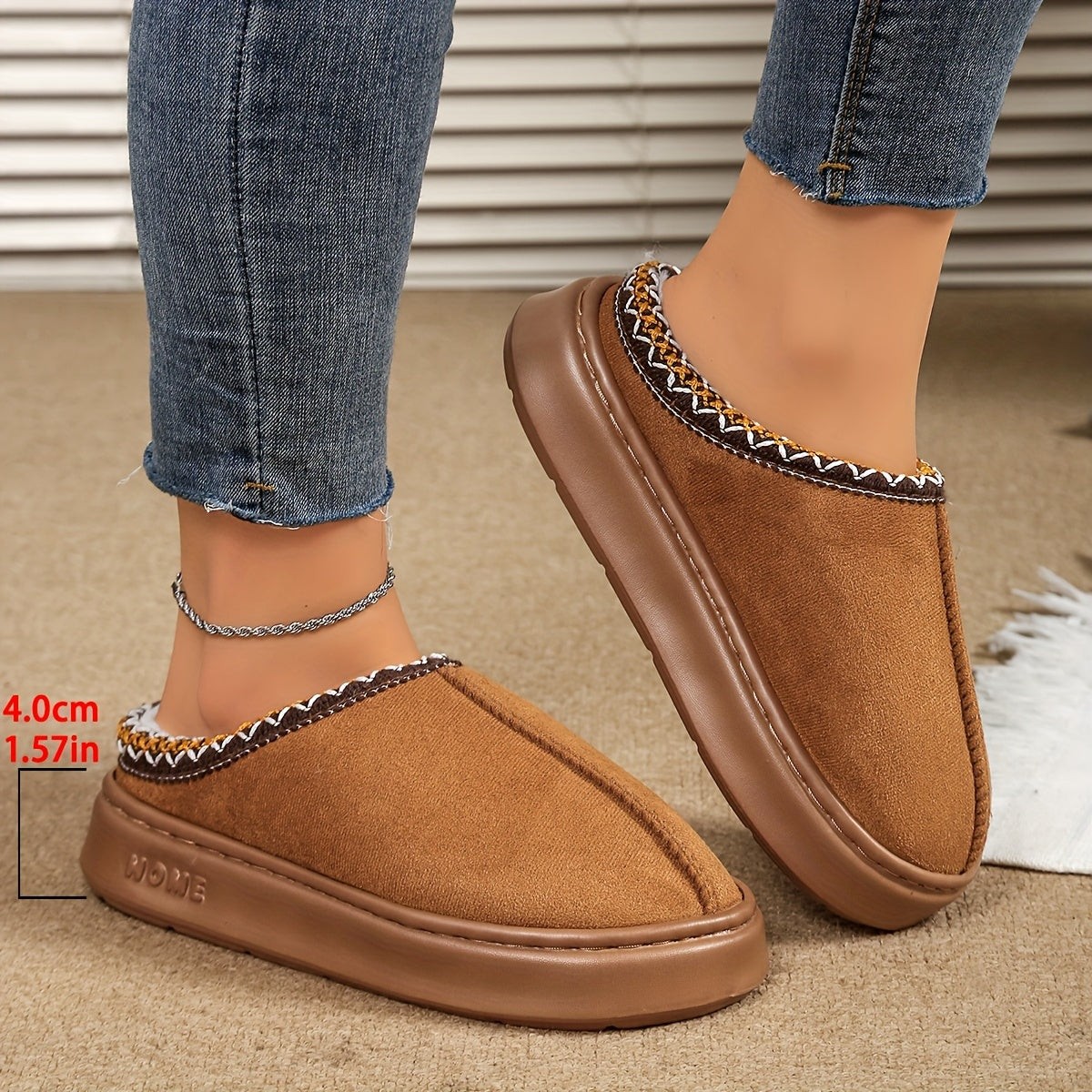 Unisex Indoor Outdoor Plush Lined Slippers Comfortable Warm Non-Slip