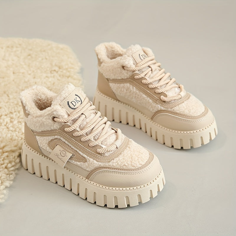 Women's Velvet High-Top Ankle Boots Warm Colorful Winter Casual Sneakers