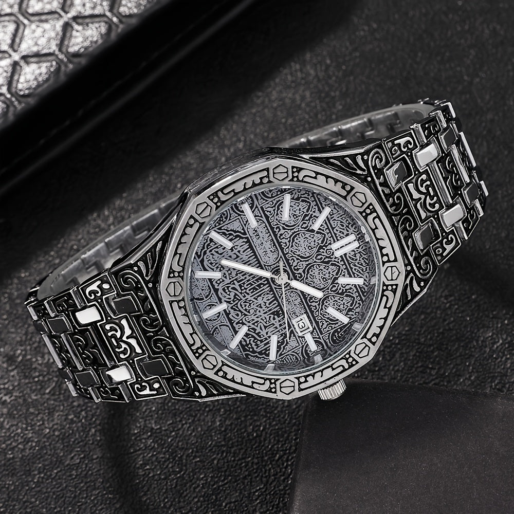 Men's Quartz Watch Alloy Round Dial Fashionable Business Wristwatch