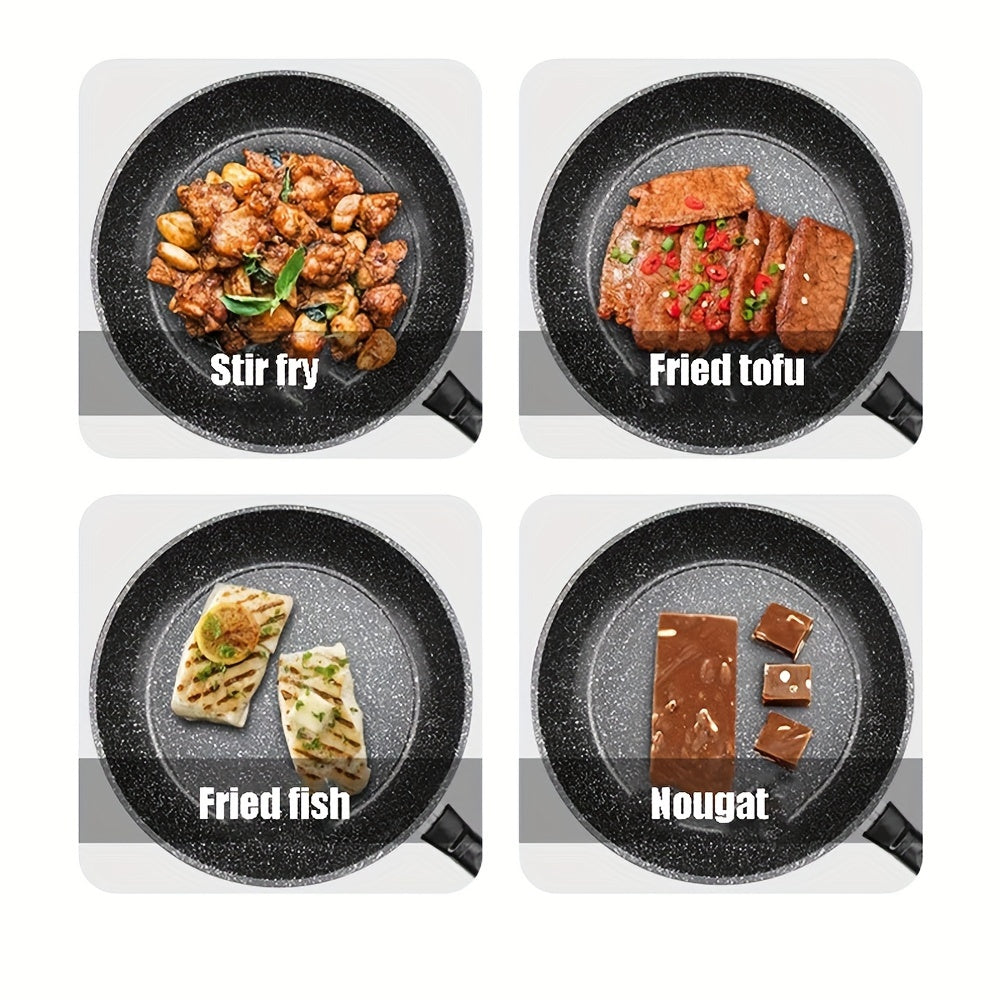 Кухонная посуда для дома: сковорода из чугуна 26 см с антипригарным 5-слойным мраморным покрытием, без PFOA, идеально подходит для газовых плит, рекомендуется ручная стирка