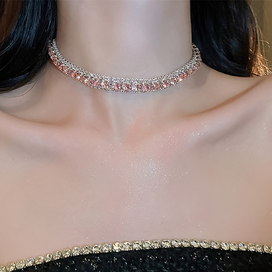 Zarif va hashamatli rhinestone marjon va bilaguzuk to'plami, ayollar uchun zamonaviy zargarlik, kumush tafsilotlari bilan porlaydigan aksessuarlar