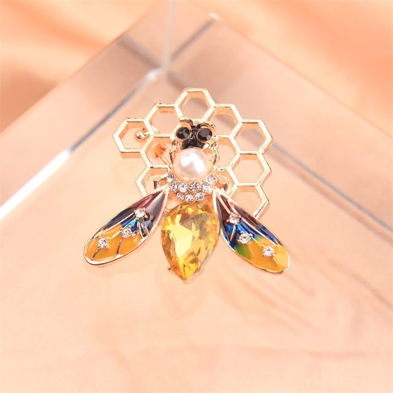 Rhinestone Bee Brooch Pin Irregular Shape Jewelry for Women and Girls
