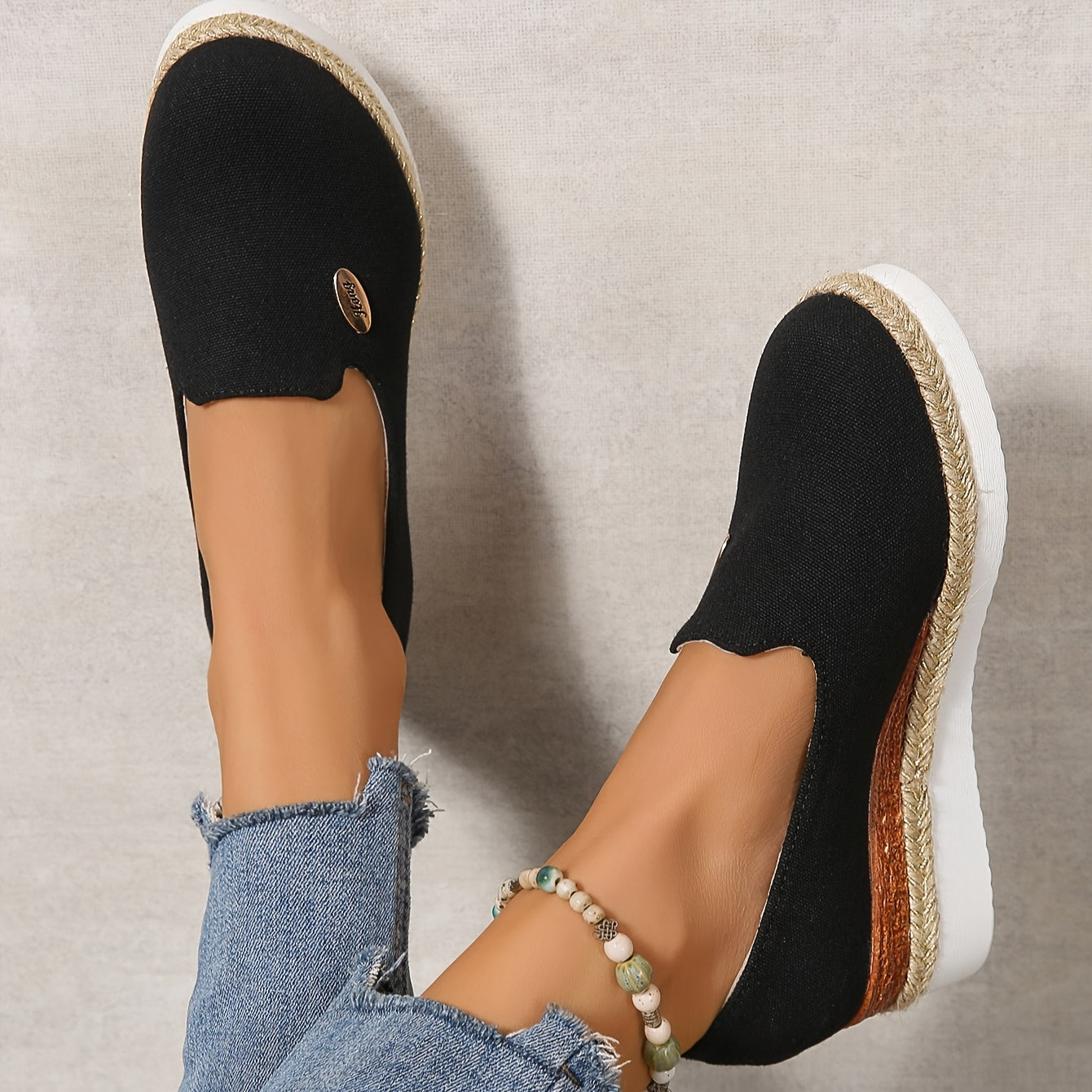 Women's Casual Espadrille Platform Pumps with Round Toe and High Heel