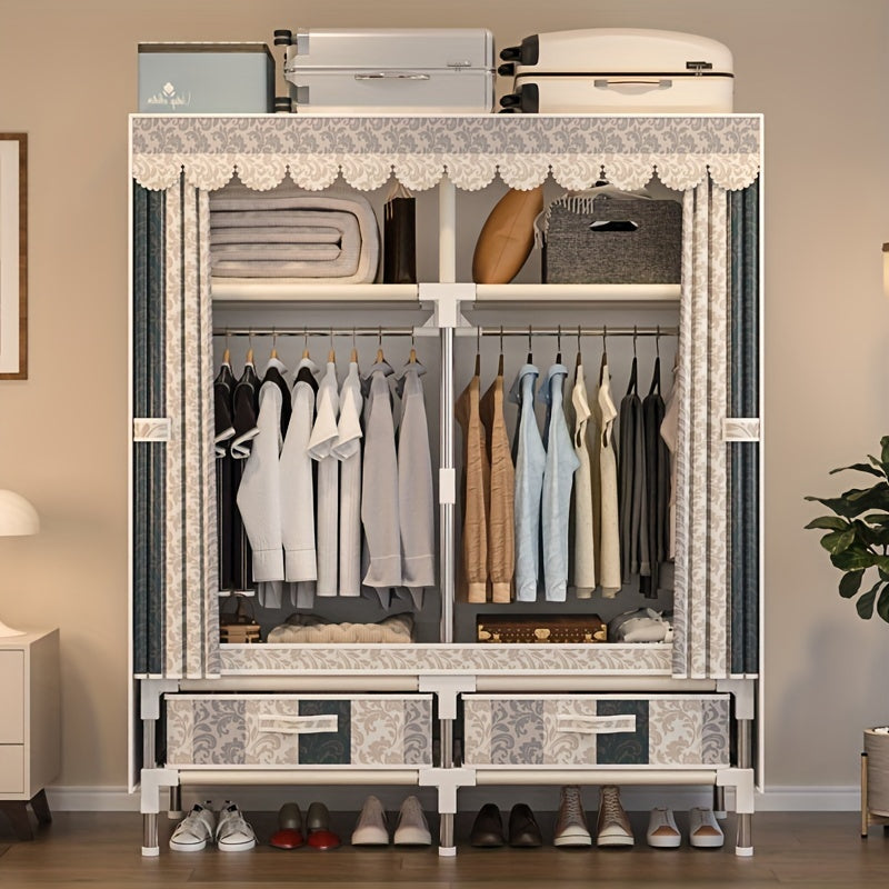 Rojdestvo mavzusidagi portativ saqlash shkafi, po'lat ramka bilan, 2 ta osma barlar, 4 ta javon