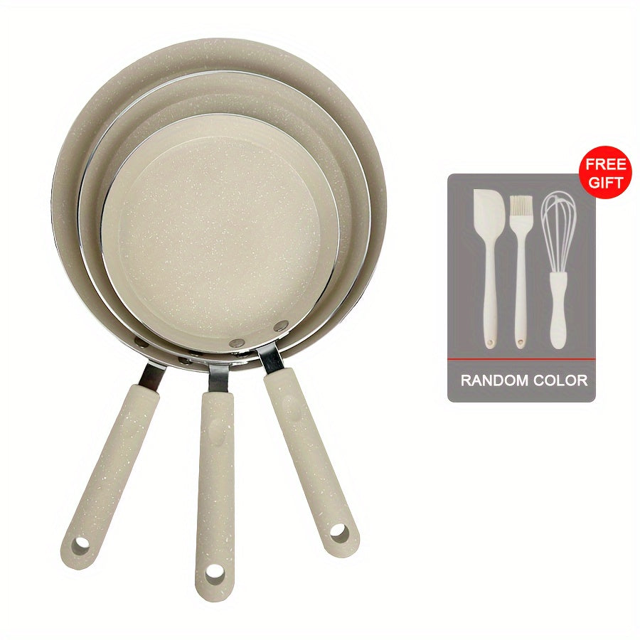3-Piece Non-Stick Omelet Pan Set Aluminum Cookware for Eggs and Breakfast