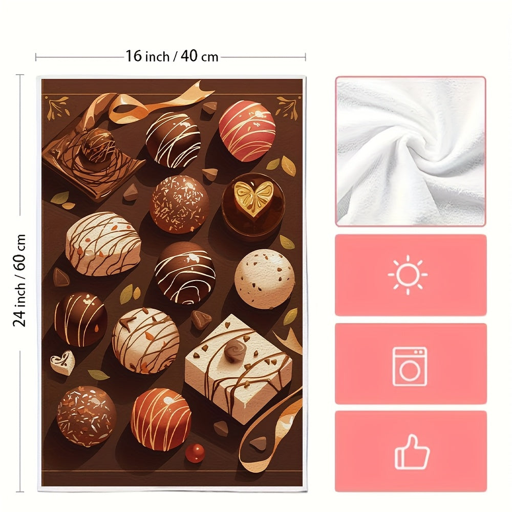 Gourmet shokolad truffle'lari bilan 40x60cm o'lchamdagi 2 ta ultra yumshoq oshxona sochiqlari to'plami