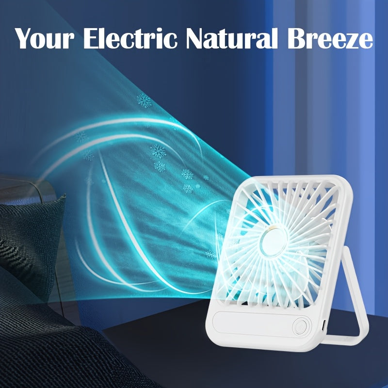 Compact USB Rechargeable Table Fan with 3 Speed Modes, Portable Indoor Outdoor