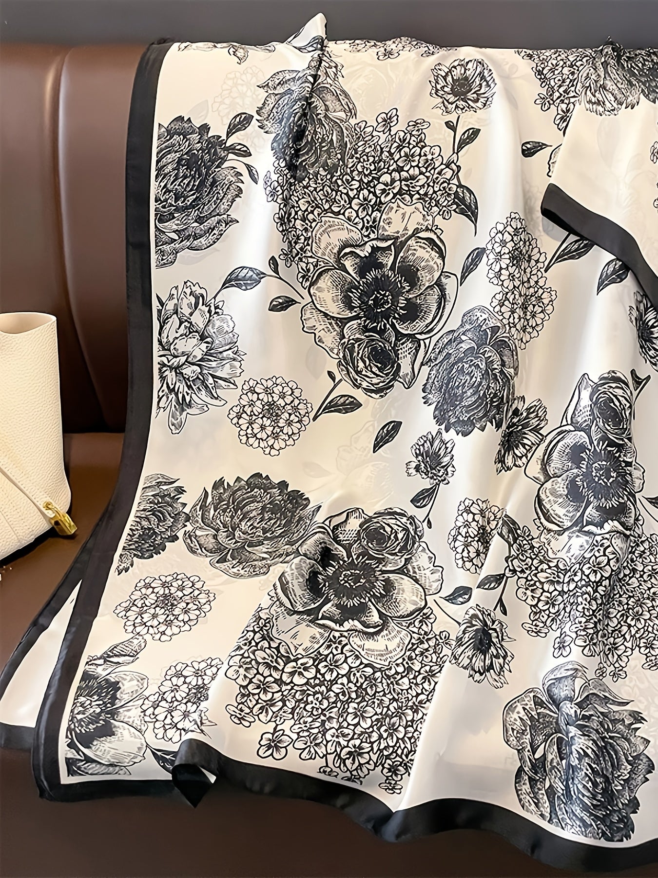 Vestido maxi floral para mujer con bufanda de poliéster transpirable y mangas batwing