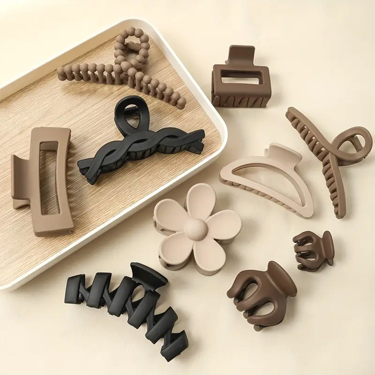 Set of 10 Large Hair Claws for Women Matte Finish Non-Slip Grip Strong Hold for Thick Hair