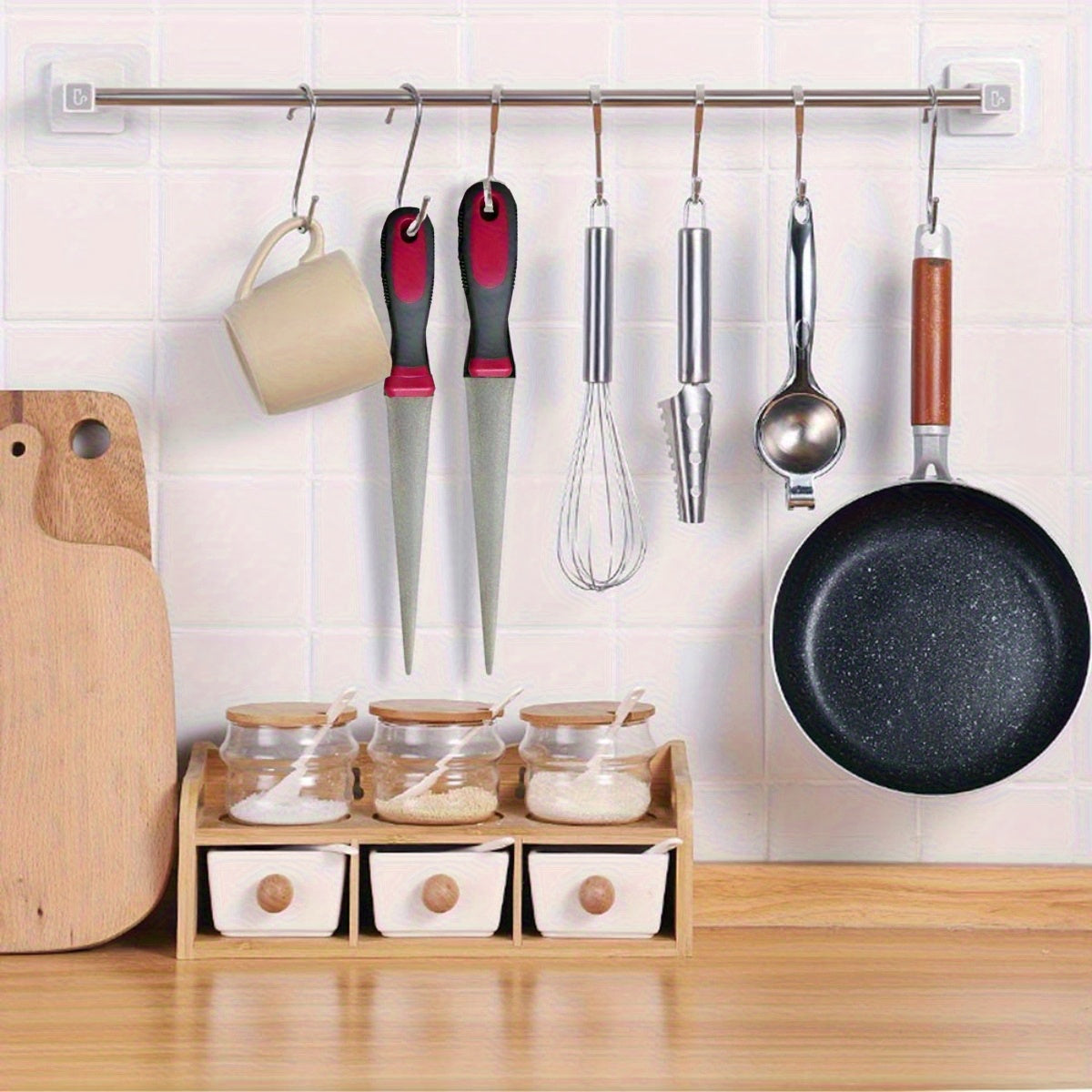 Olmos pichoqni shimgich va maydalash toshi fayli 2-in-1 ergonomik tutqich bilan