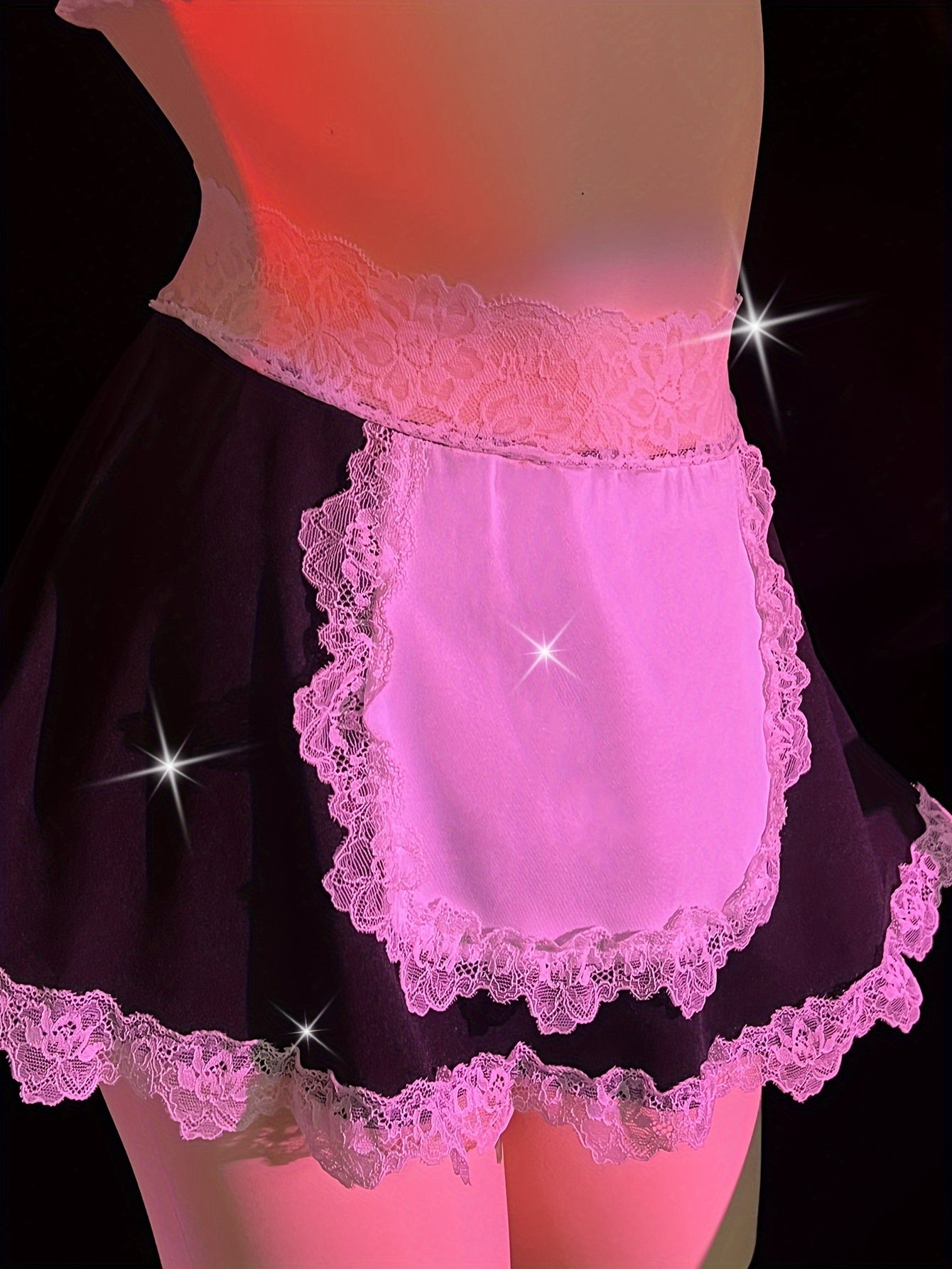 Women's Off-Shoulder Maid Costume with Lace Details Polyester Elastane Not See-Through