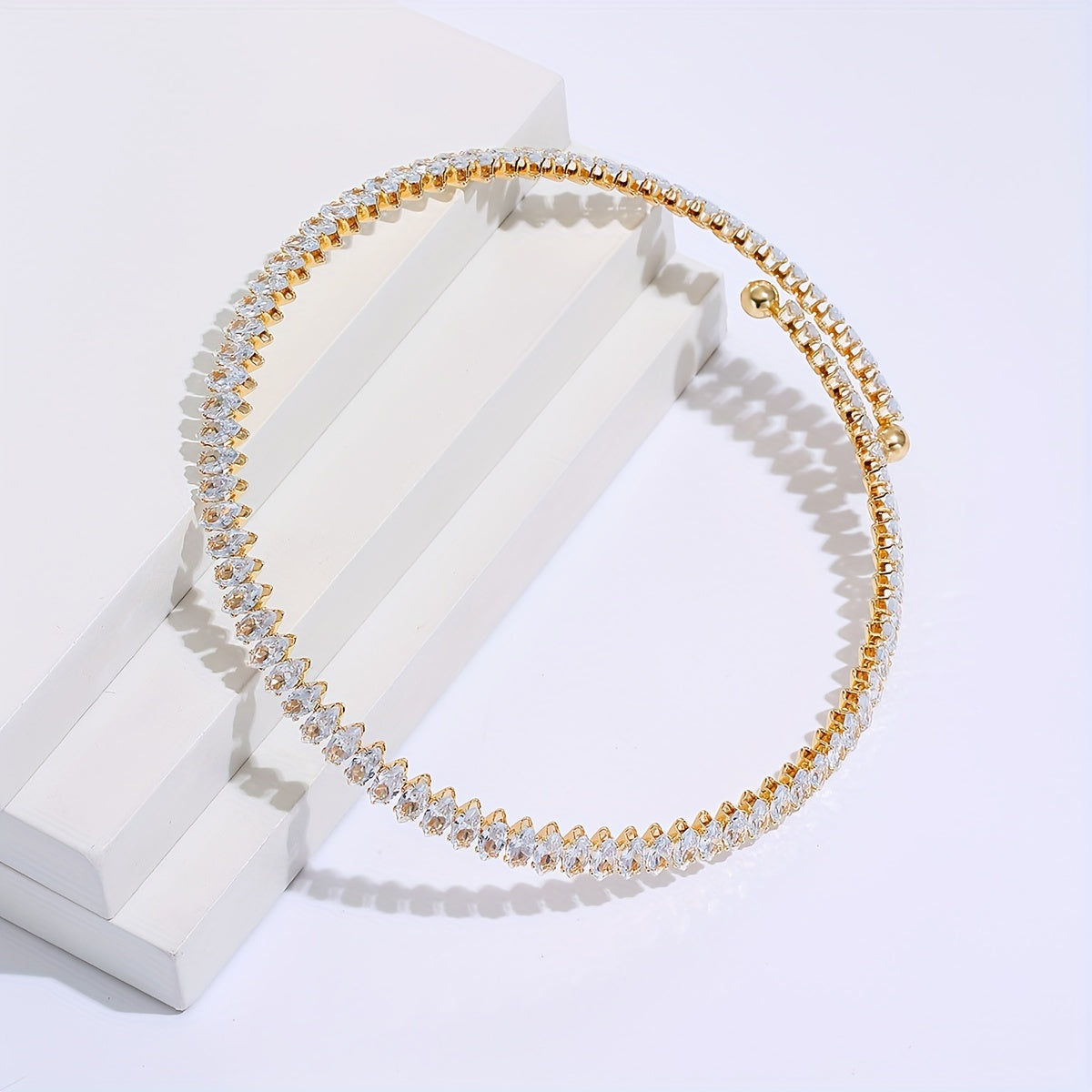 Collar de cobre con zirconia para mujer, chapado en oro de 18K, joyería elegante para ocasiones especiales
