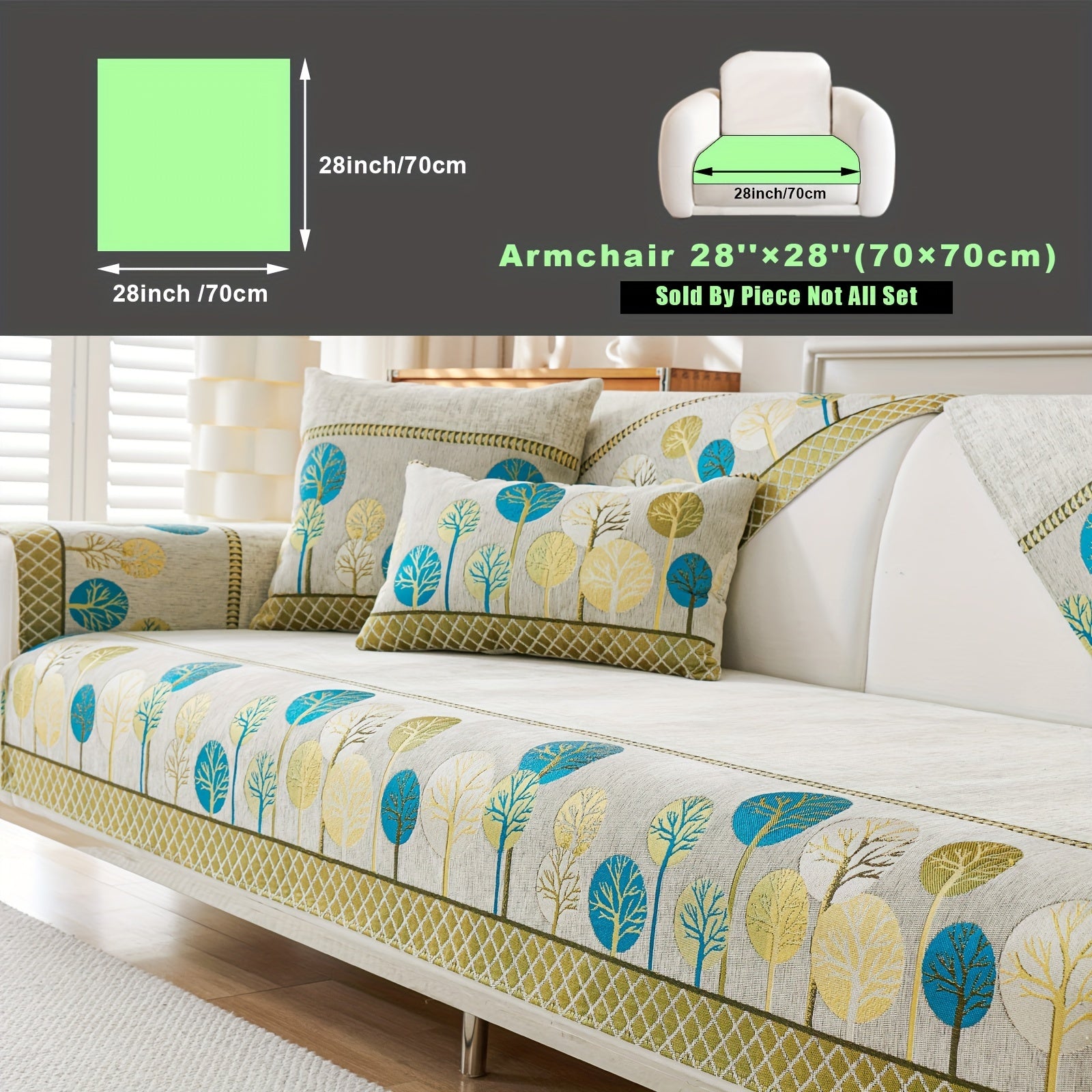 Bohemian Style Sofa Cover with Moonlight Forest Tree Pattern Non-Slip Machine Washable for Single to Quadruple Seat Sofas