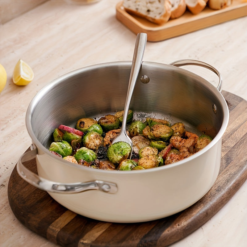 Stainless Steel Cookware Set 9-Piece with Ceramic Coating, Compatible with Induction Gas Electric Stoves