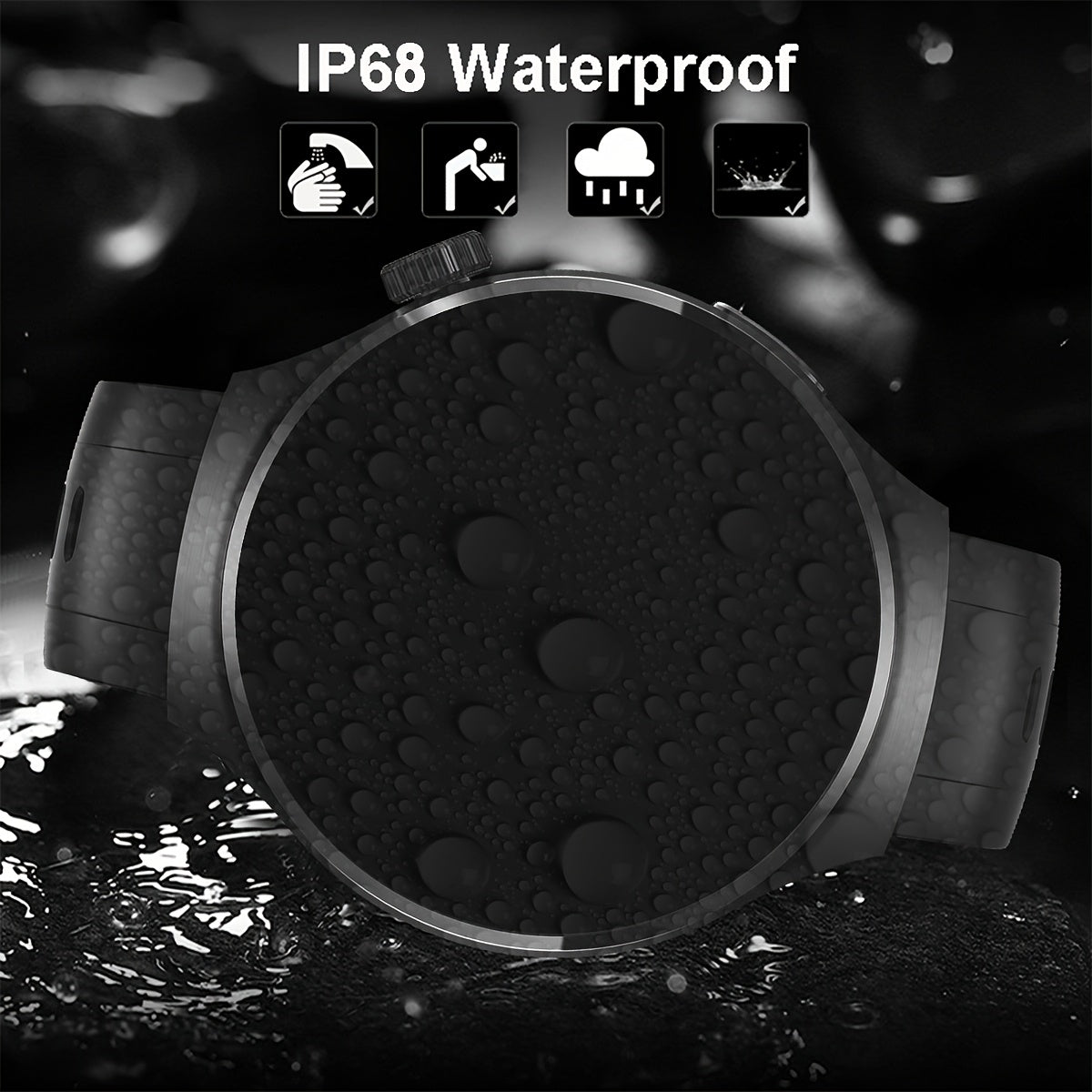 Men's Smartwatch 1.39-Inch Full Touch Display Stainless Steel Strap Water-Resistant IP68