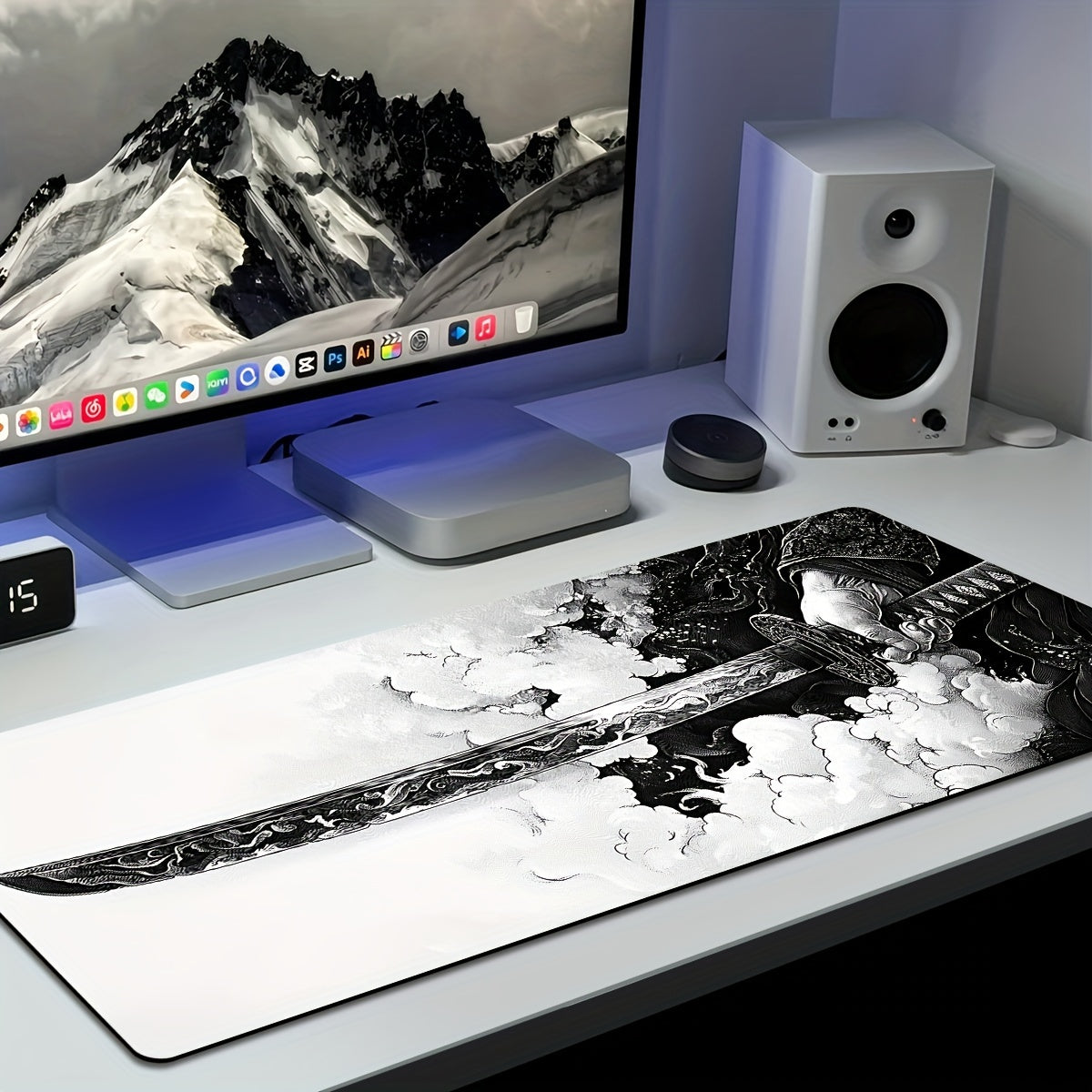 Extra Large Samurai Sword Gaming Mouse Pad Non-Slip Durable Polyester Desk Mat