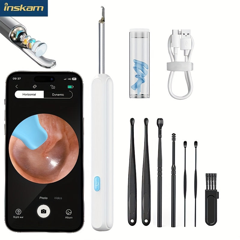 7pcs Earwax Removal Kit with Camera Light and 6 Ear Spoons Rechargeable Household Tool