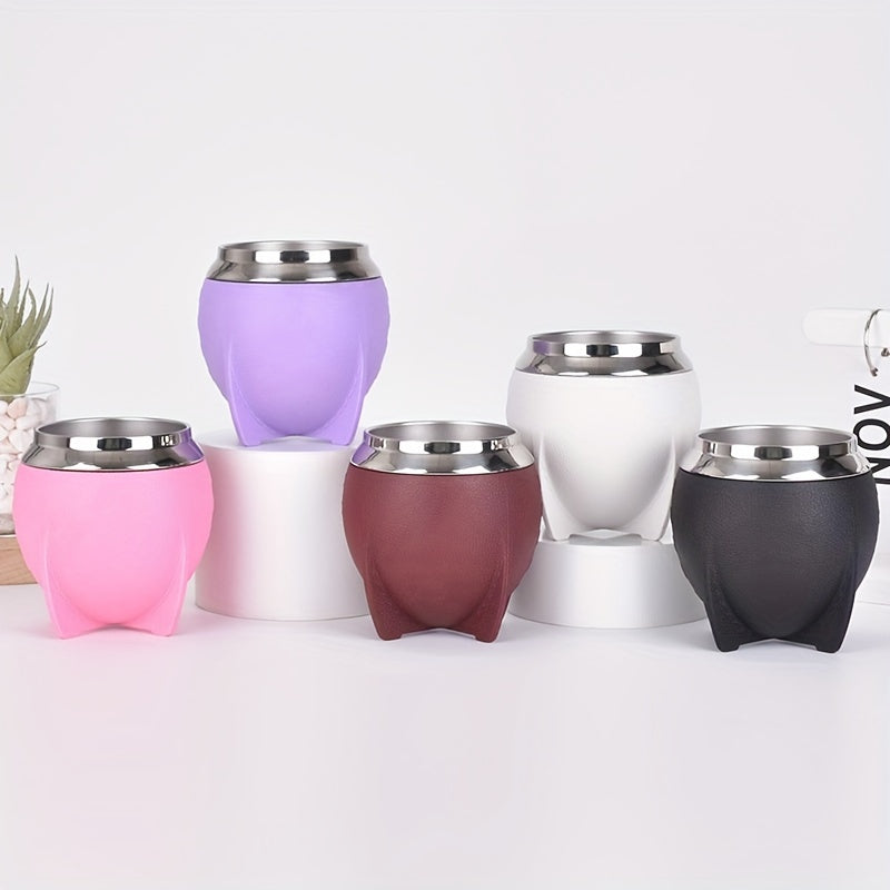 280ml Stainless Steel Yerba Mate Cup with Leather Strap and Double Wall Design