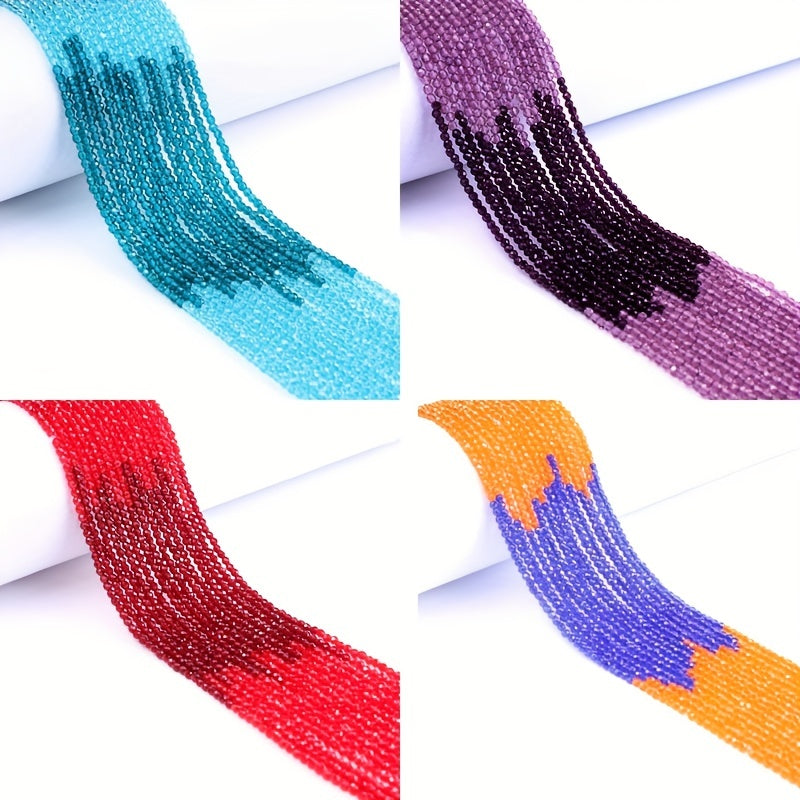 950 Pieces 2mm Faceted Glass Beads Gradient Colors for Jewelry Making and DIY Crafts