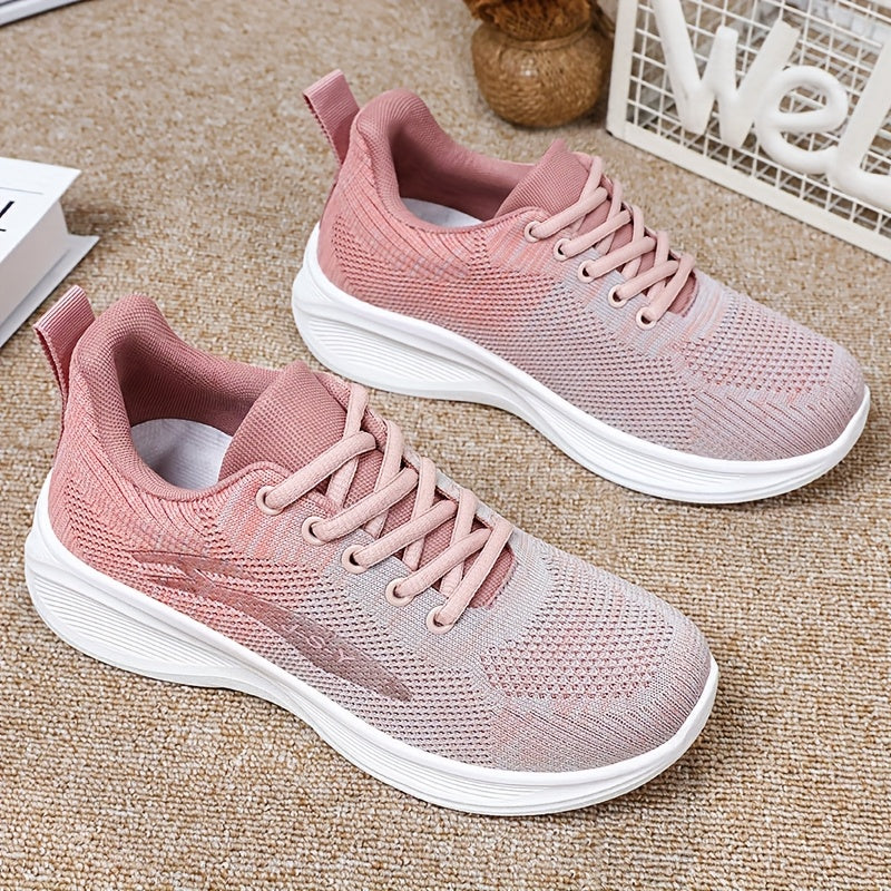 Women’s Mesh Casual Sneakers Lightweght Low-Top Lace-Up Beige
