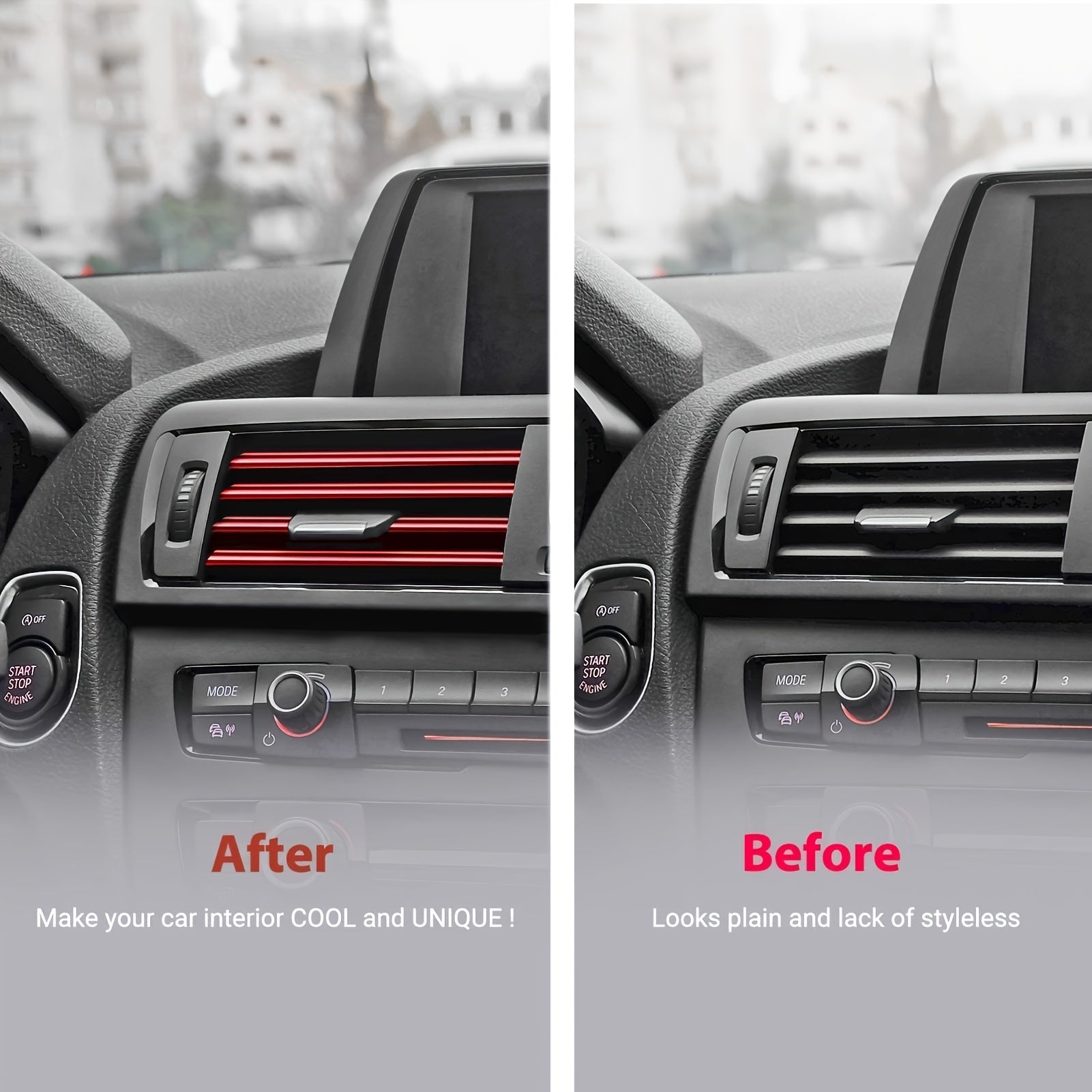 20pcs Black PVC Car Air Vent Trim Strips Decorative Accents for Outlets