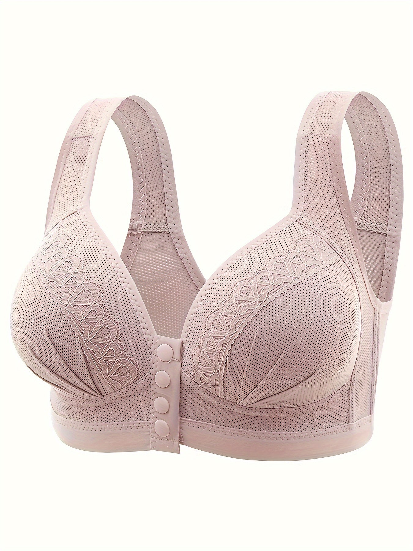 Women's Lace Wireless Bras with Front Buckle Push-Up, Comfortable and Breathable