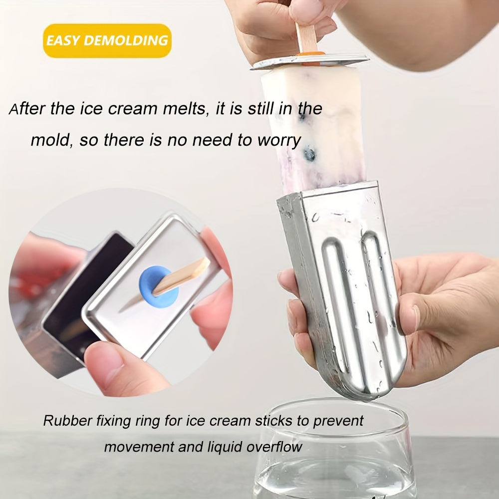 6 or 10 Piece Stainless Steel Popsicle Molds Set with Cover and Sticks