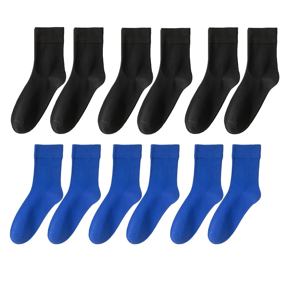 Unisex Cotton Crew Socks 6 Pairs Breathable Sweat-Absorbing Comfortable