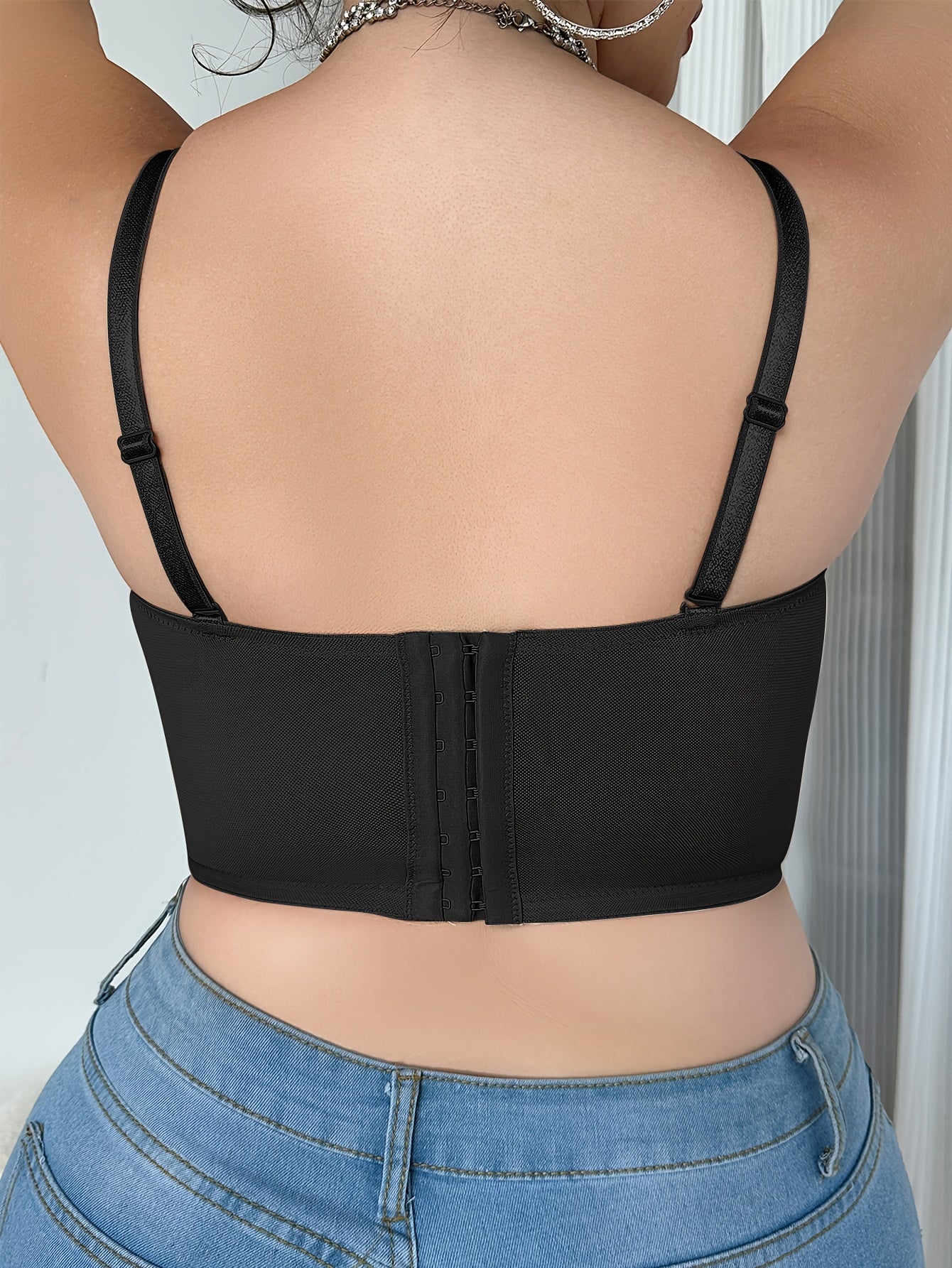 Plus Size Women's Bralette with Removable Straps Underwire Support Nylon Elastane Shaping