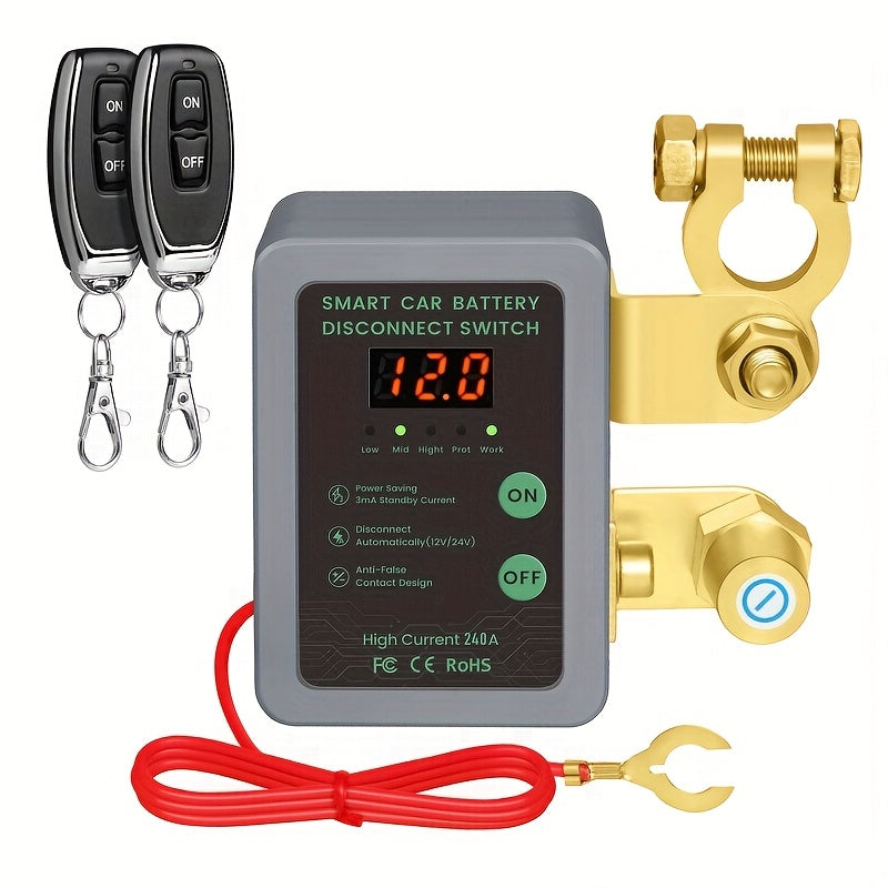 Smart Car Battery Disconnect Switch with LED Display 12V Remote Control