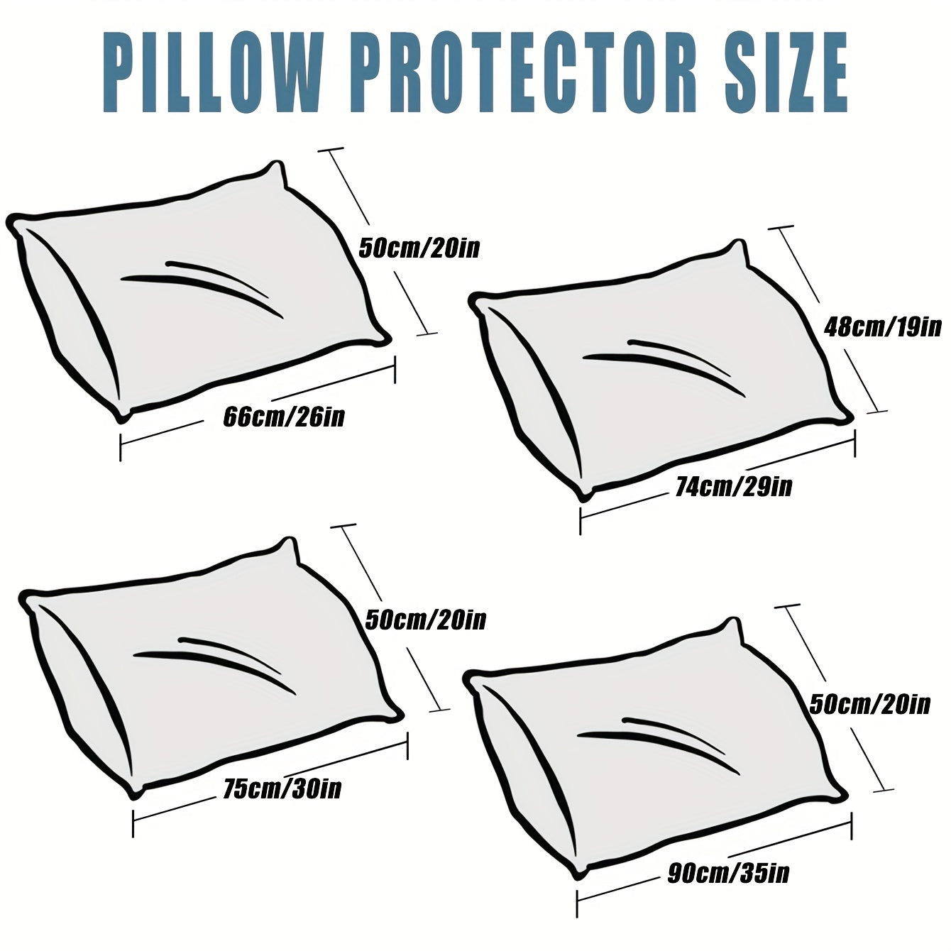 2-Pack Hypoallergenic Waterproof Breathable Pillow Protectors Soft Polyester