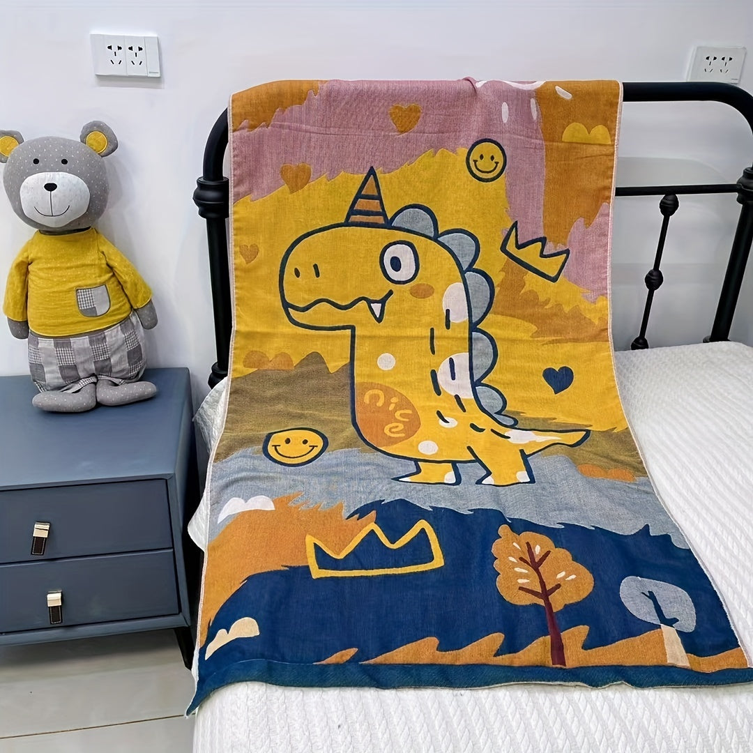 Махровое полотенце для ванной с тематикой мультяшного медведя и динозавра, 400 ГСМ, супер впитывающее, быстро сохнущее, мягкое, дружелюбное к коже, большого размера, современный стиль, 100% хлопок, полотенца для умывания.