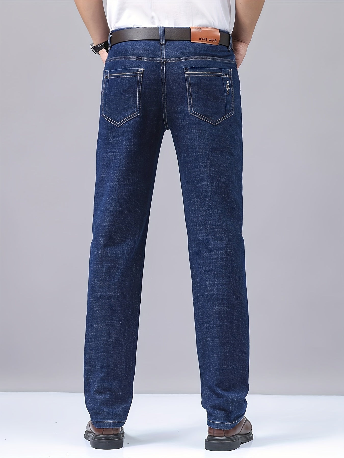 Men's Casual Straight Jeans Classic Blue Denim Regular Fit