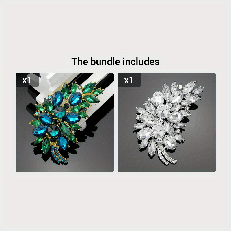 Crystal Flower Brooch for Women Oversized Rhinestones Elegant Jewelry