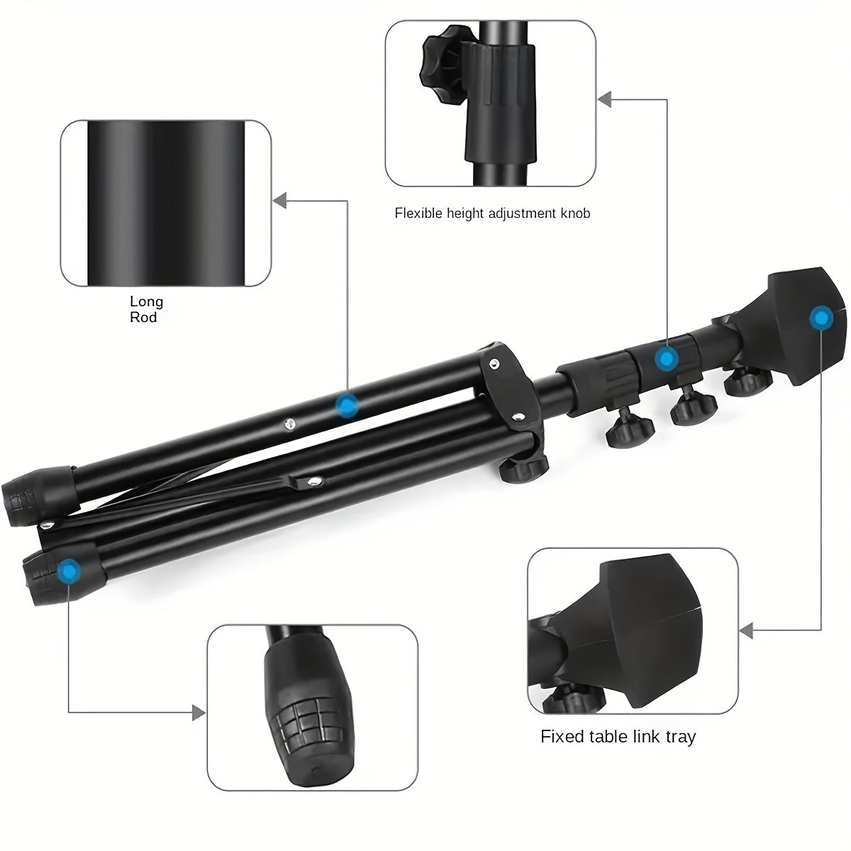 Foldable Music Stand with Adjustable Height Alloy Frame Black for Sheet Music