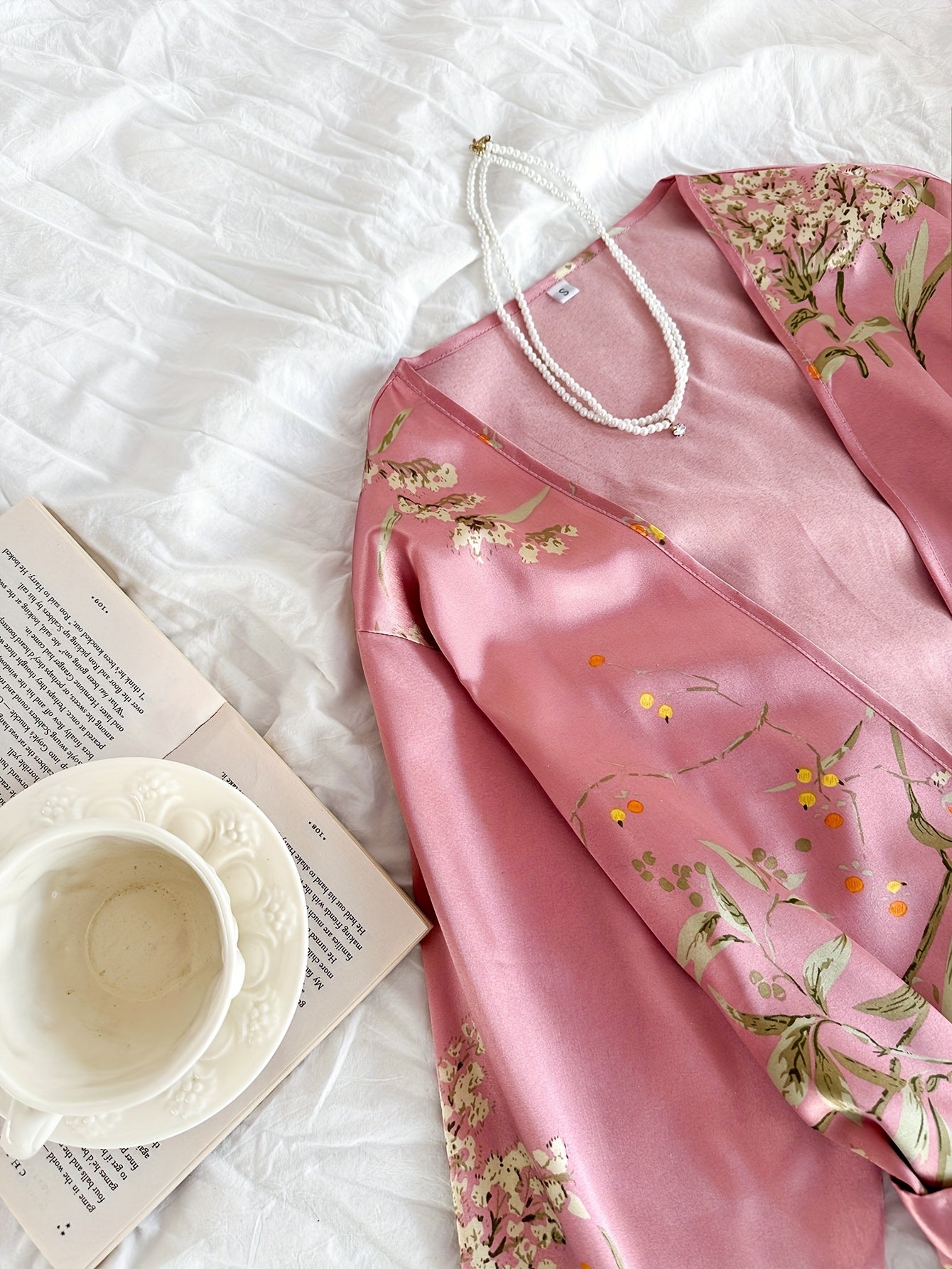 Plus Size Pajama Set Cherry Print Lightweight Polyester All-Season Short Set