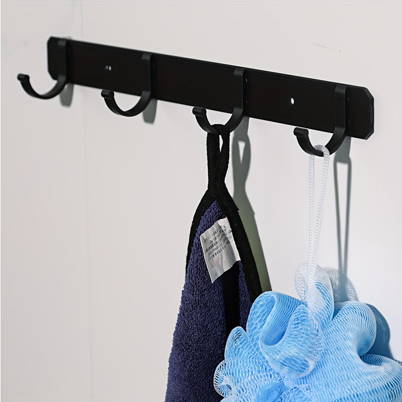 Ganchos para ropa en pared para baño, cocina, puerta, adhesivos o perforados, negro, gris, plateado, 4 o 6 ganchos