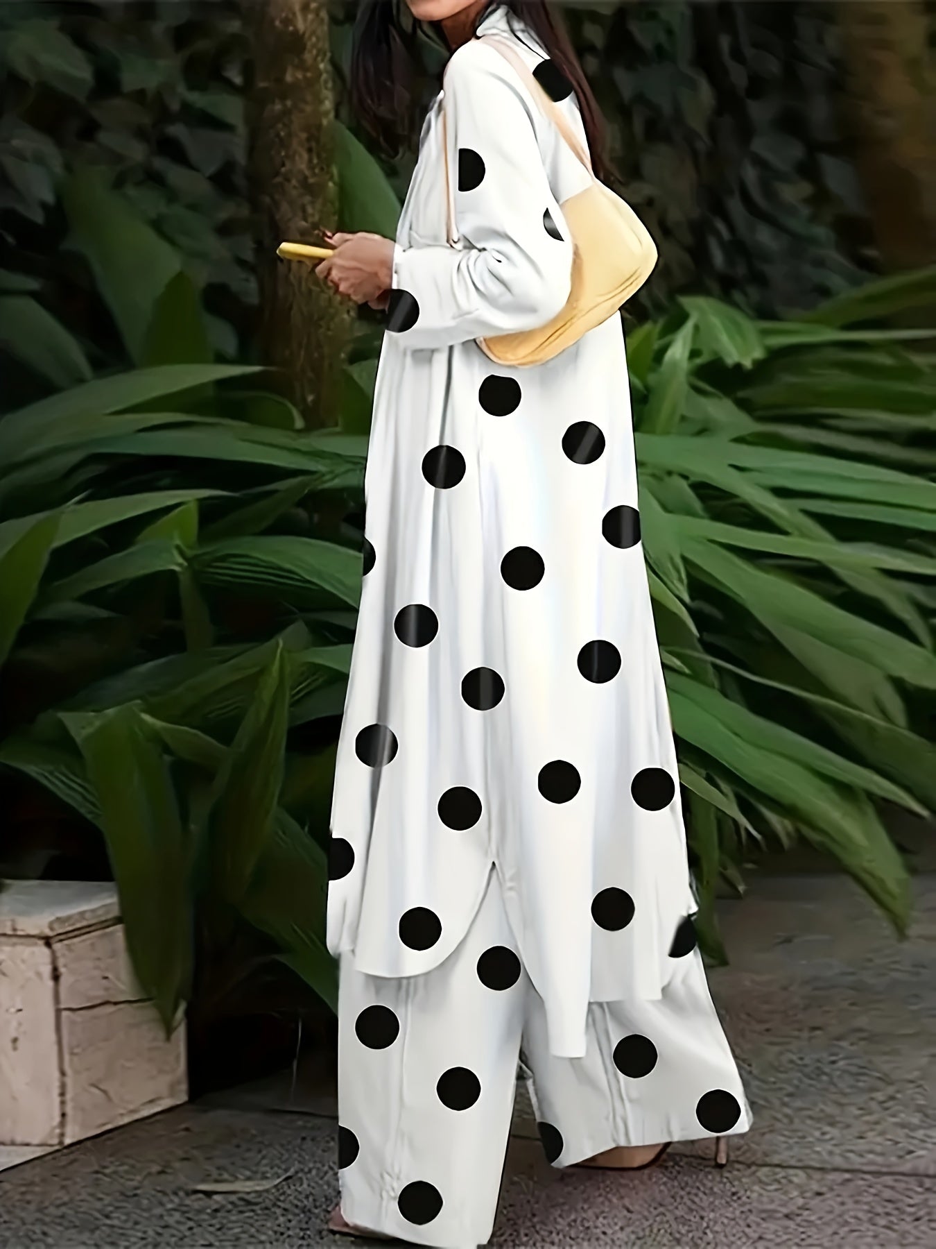 Bahor uchun Polka Dot Print Shimlar To'plami, Ayollar uchun Katta O'lchamdagi Tasodifiy Kiym